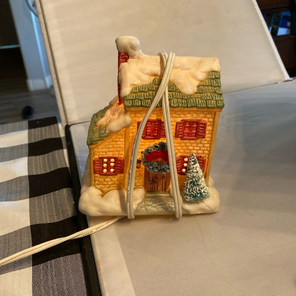 Yellow and Green Holiday Decor House Ornament